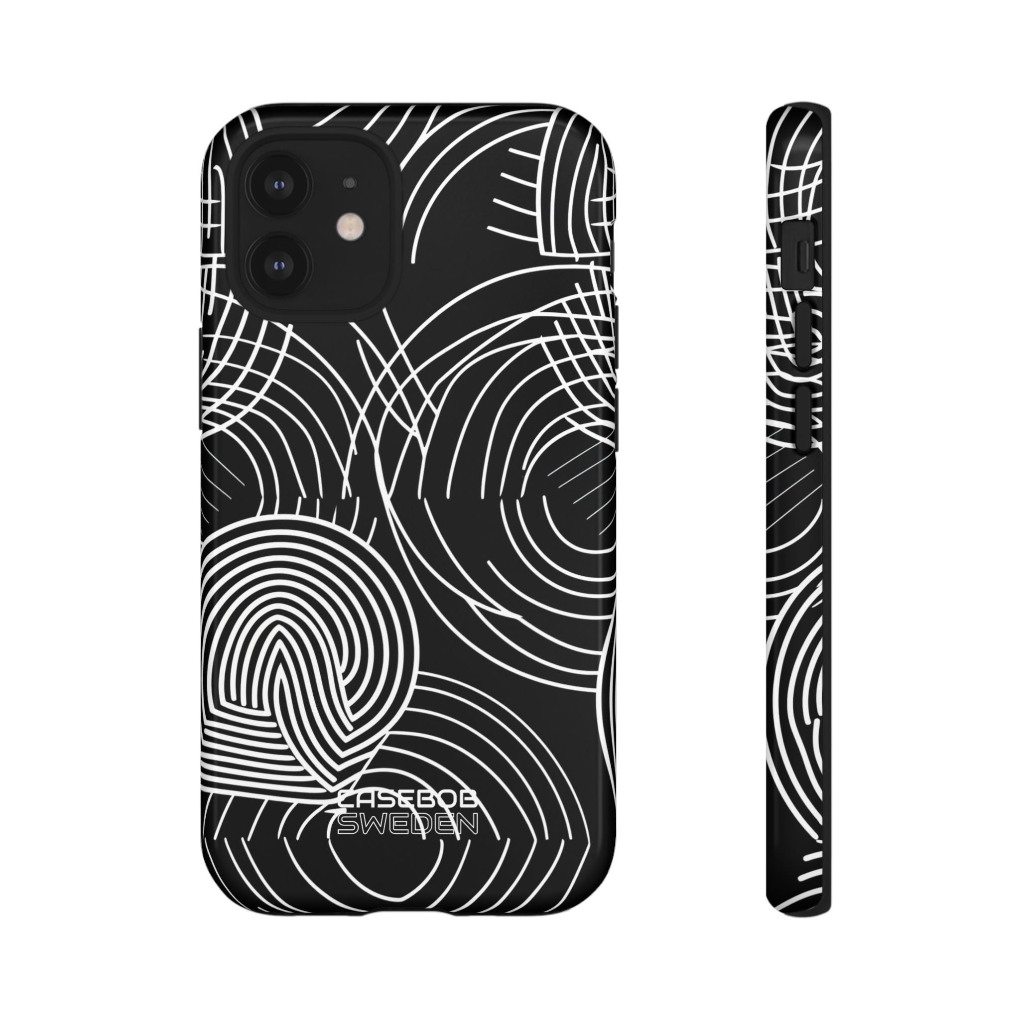 Monochrome Spiral Curves iPhone 12 - Tough