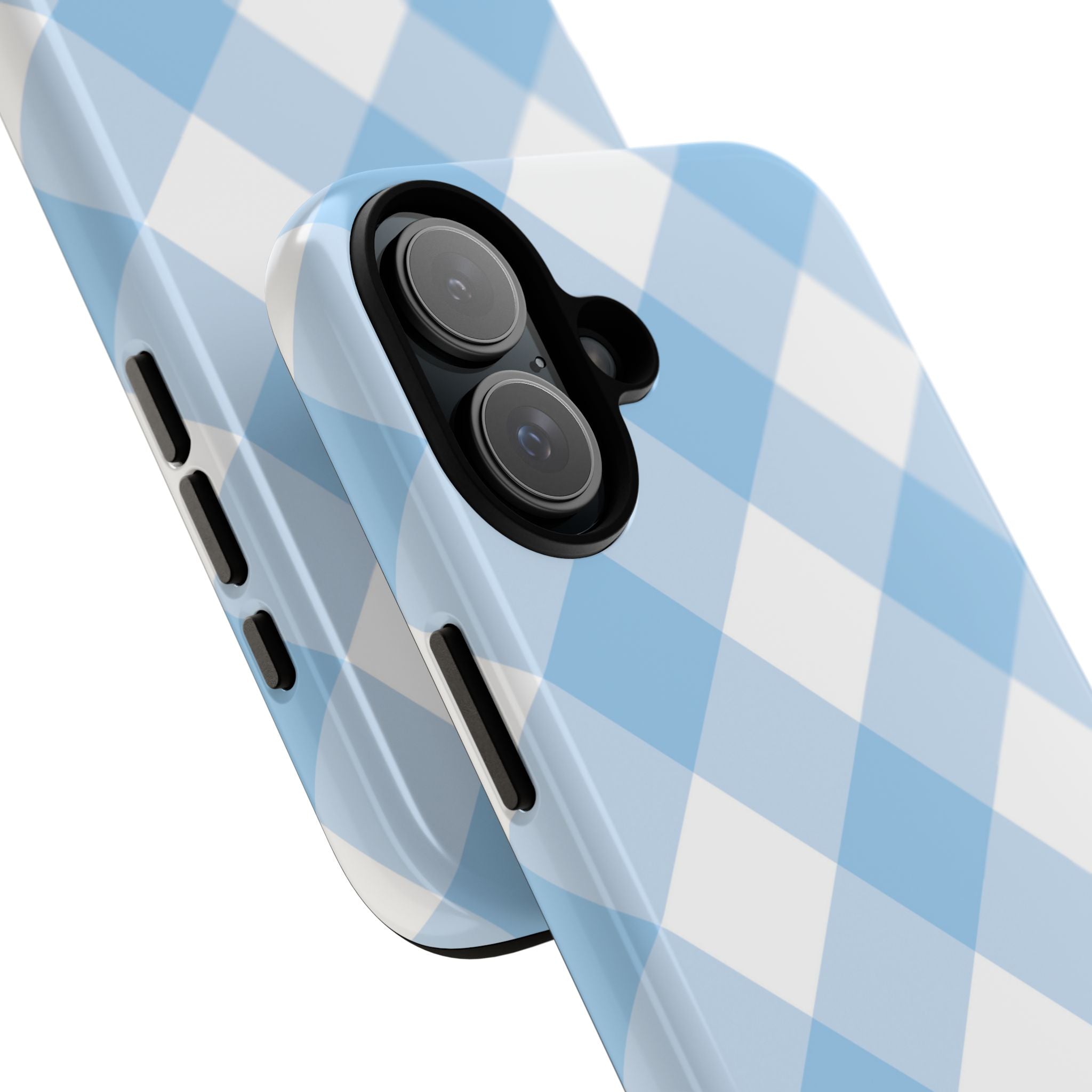 Soft Blue Gingham Elegance - iPhone Case