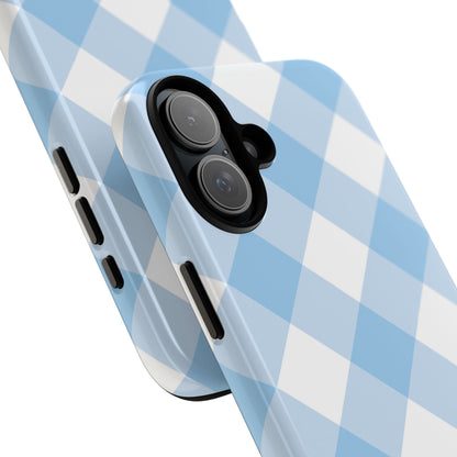 Soft Blue Gingham Elegance - iPhone Case