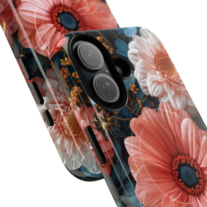 Coral Teal Blooms - Tough + MagSafe® iPhone 16 Phone Case