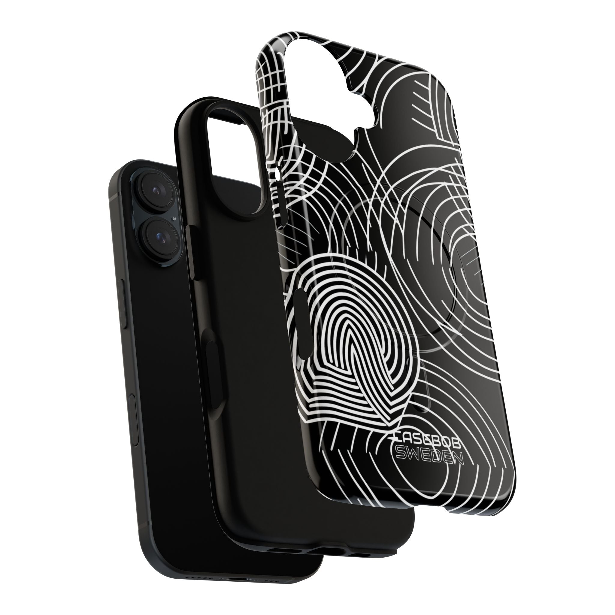 Monochrome Spiral Curves iPhone 16 - Tough+