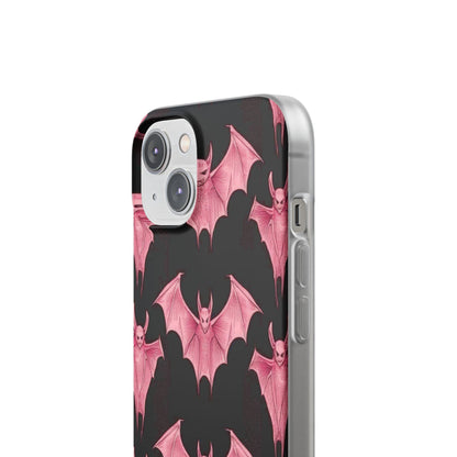 Gothic Pink Bats Aflame iPhone 14 - Flexi Phone Case