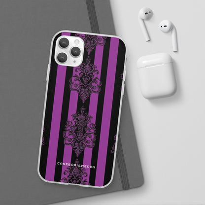 Gothic Elegance with Vertical Stripes and Ornamental Motifs iPhone 11 - Flexi Phone Case