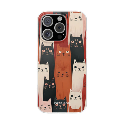 Elongated Cats Black iPhone 16 Pro Case - Soft
