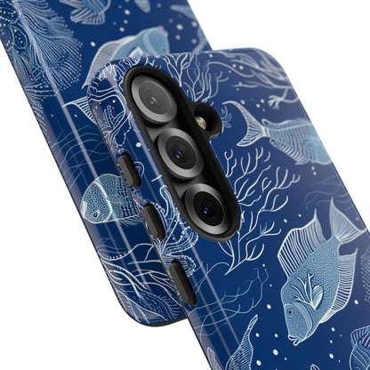 Navy Scale Reef Samsung S25 Case - Tough