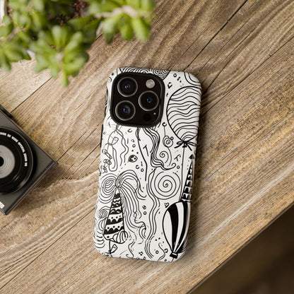 Whimsical Celebration in Black and White - for iPhone 16