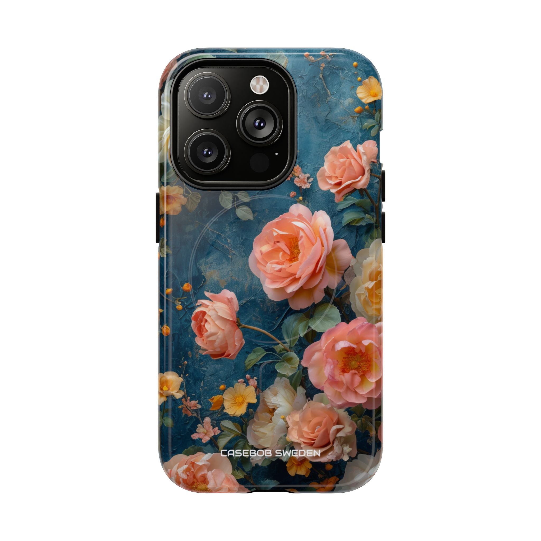 Blue Floral Elegance - Tough + MagSafe® iPhone 14 Phone Case