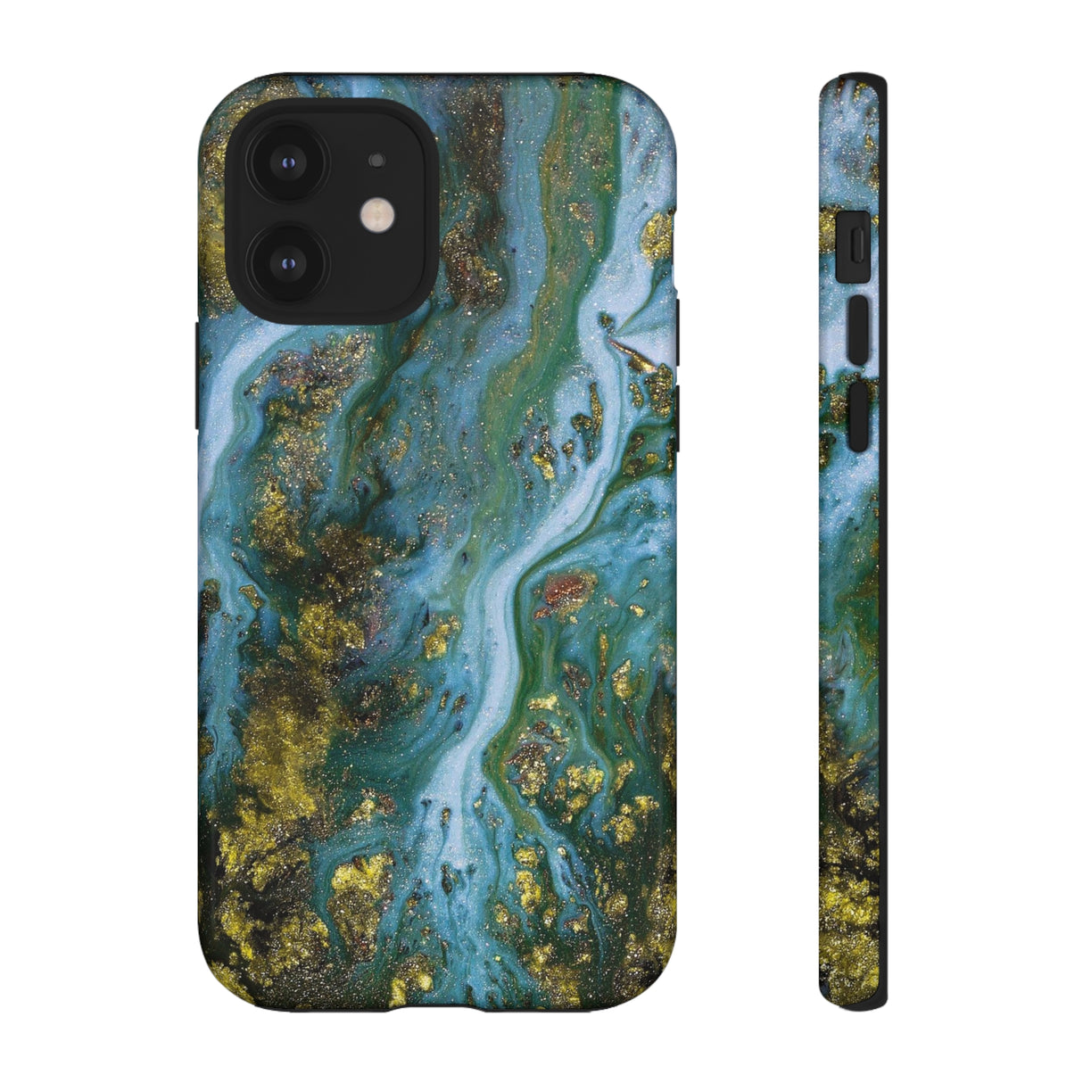 Ocean Blue Ink Art iPhone Case (Protective) iPhone 12 Glossy Phone Case