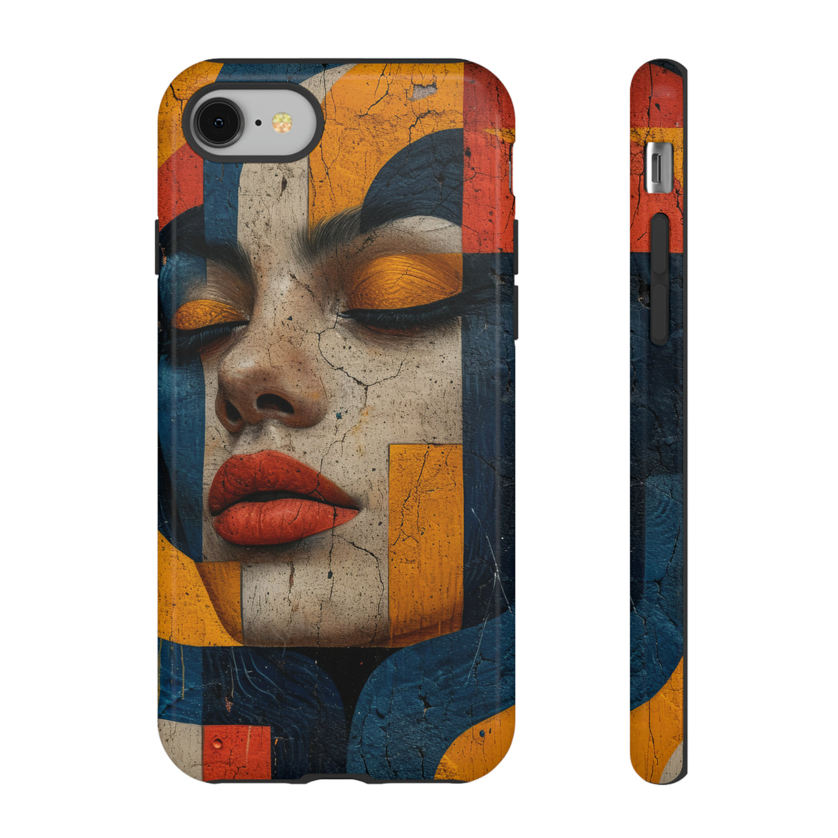 Blue Lady's Geometric Elegance - Protective Phone Case