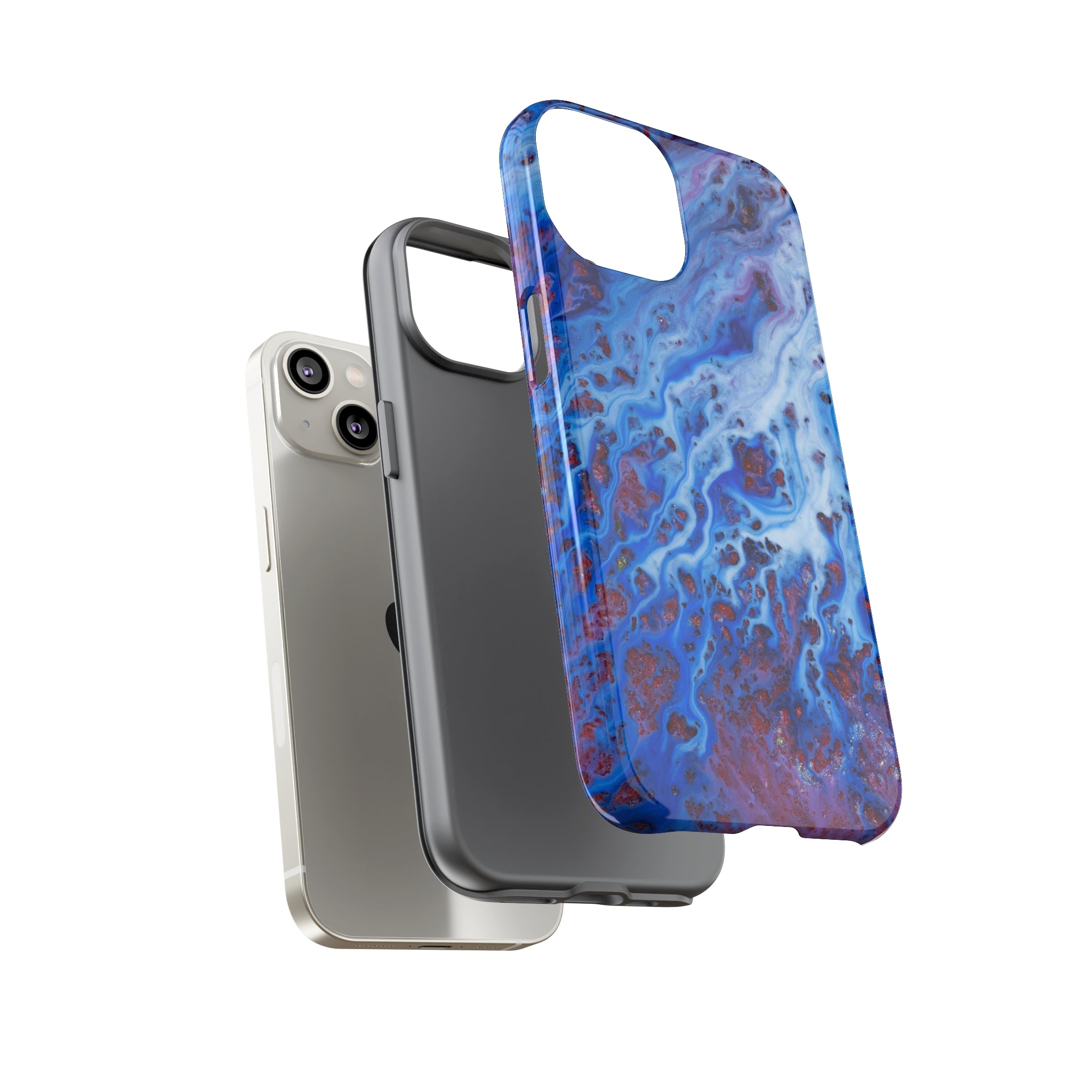 Ice Blue River Ink Art iPhone Case (Protective) Phone Case