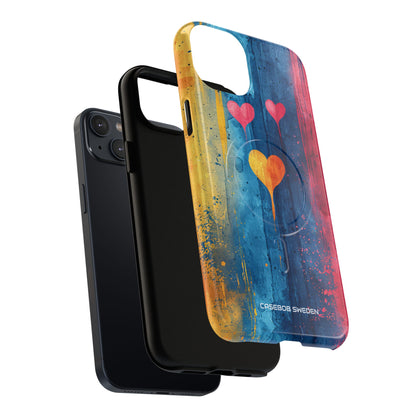 Hearts Watercolor Art - Tough + MagSafe® iPhone 14 Phone Case