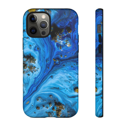 Blue Ice Melt Ink Art iPhone Case (Protective) iPhone 12 Pro Matte Phone Case