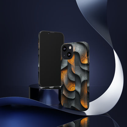 Grey Fire Orange Geometry - Protective Phone Case