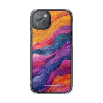 Vibrant Abstract Waves - Clear Impact iPhone 15 Phone Case