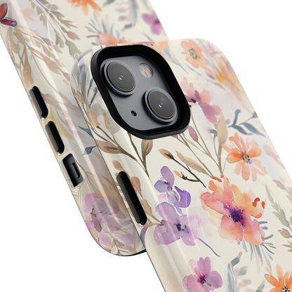 Soft Pink Floral Watercolor Design - Tough + MagSafe® iPhone 14 Phone Case