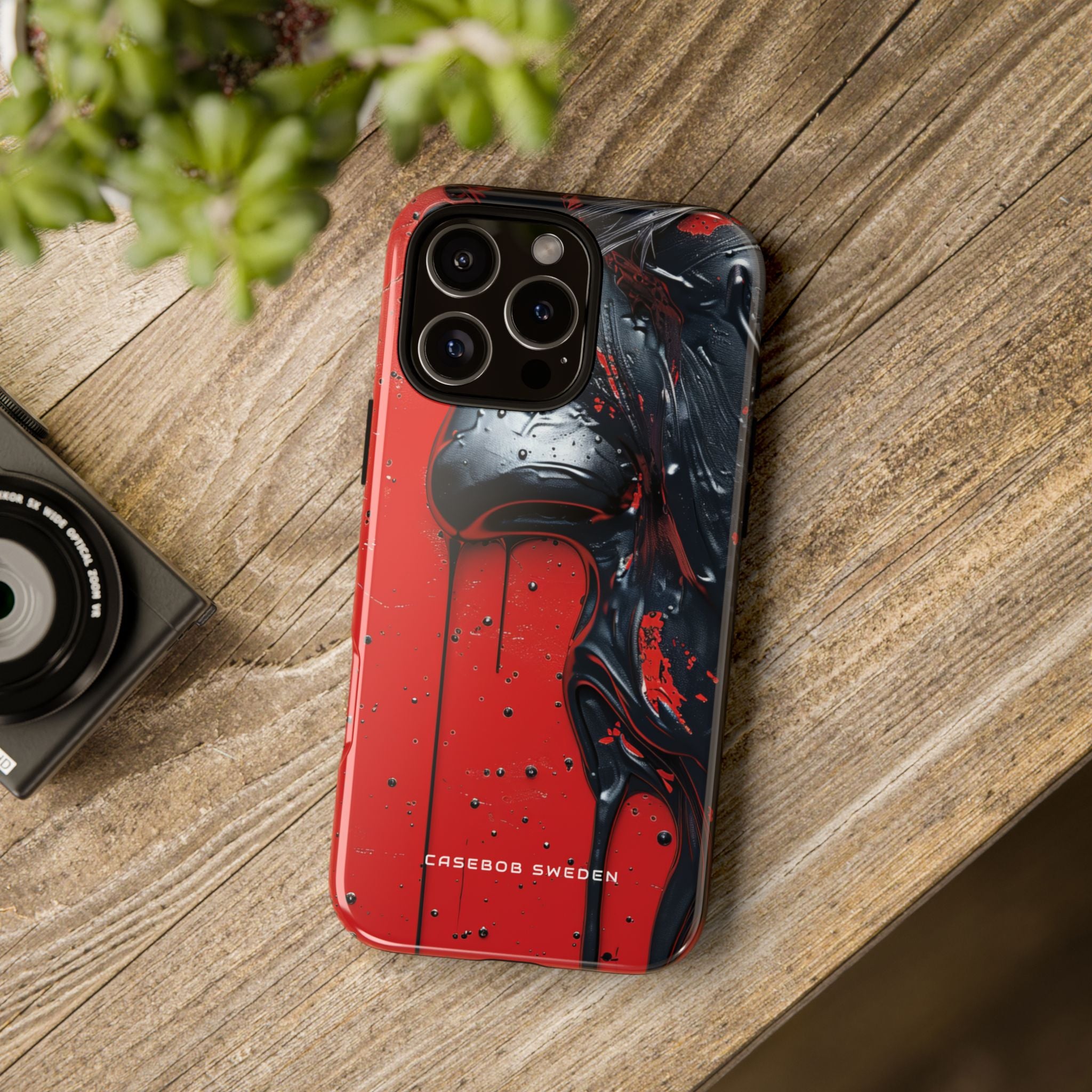 Textured Crimson Bloom iPhone 16 - Tough Phone Case