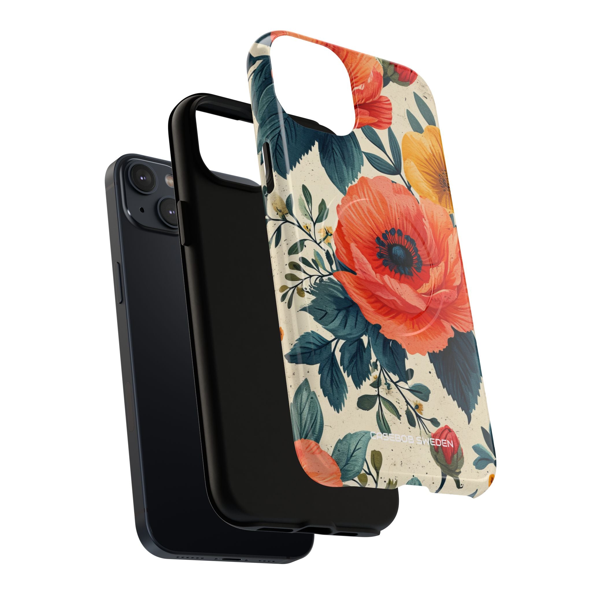 Vibrant Botanical Poppies - Tough + MagSafe® iPhone 14 Phone Case