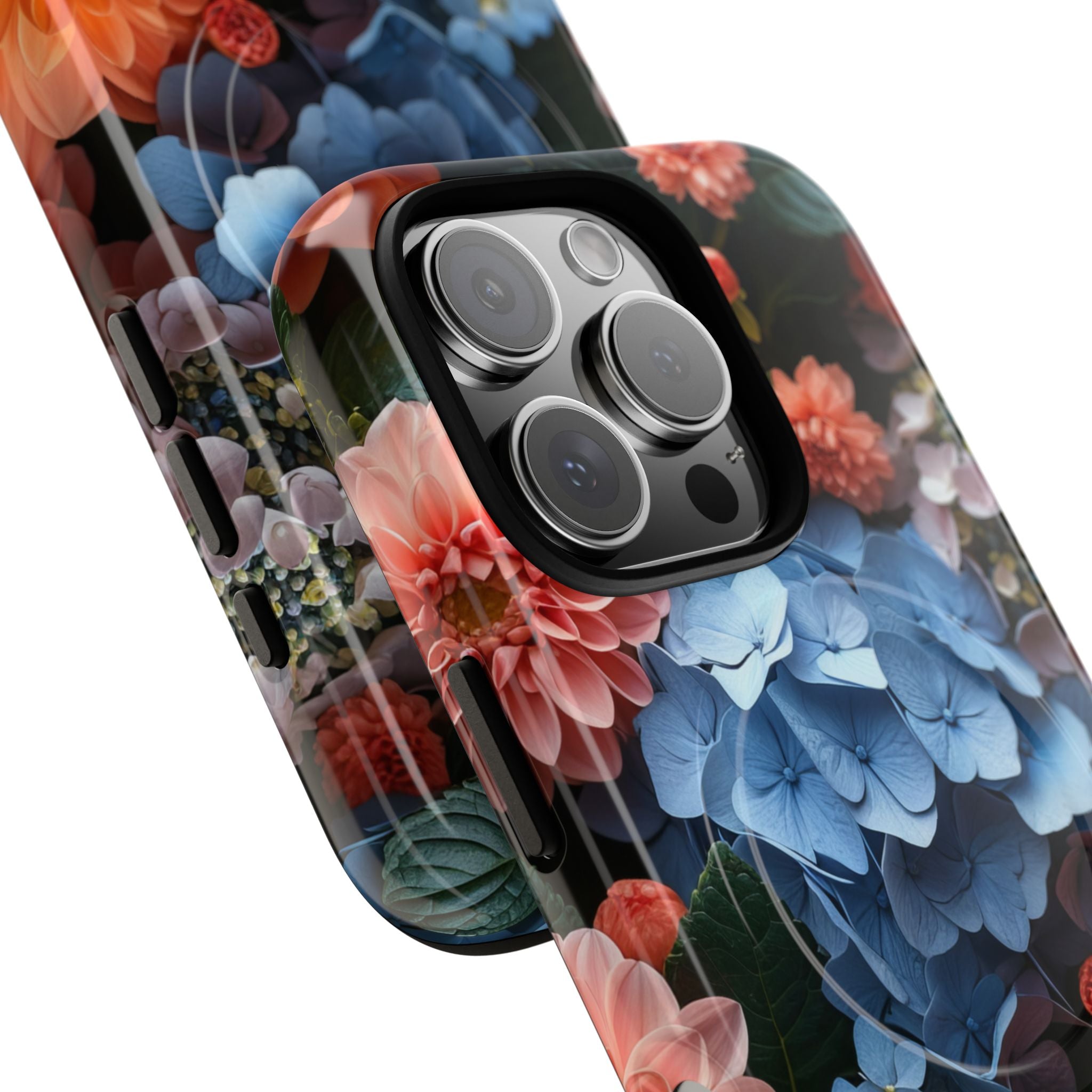 Blue Floral Bliss - Tough + MagSafe® iPhone 16 Phone Case