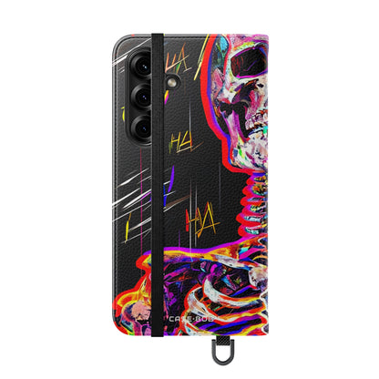 Neon Skeleton Laughter - Samsung S25 Case - Wallet
