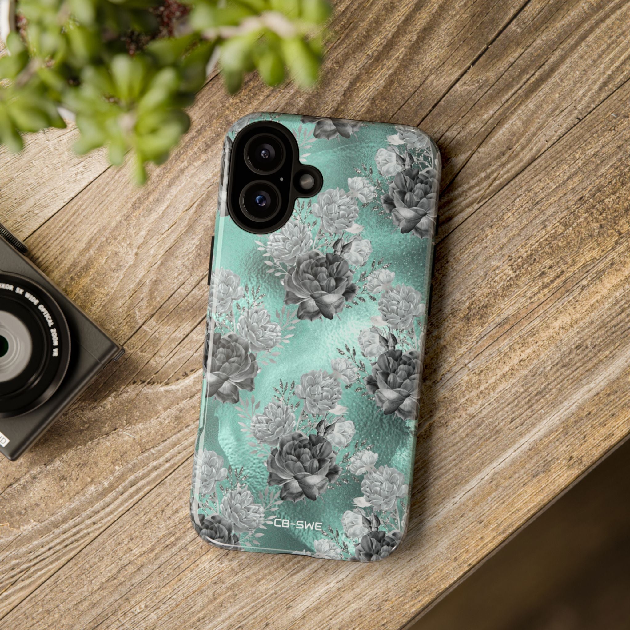 Teal Floral Elegance - iPhone Case