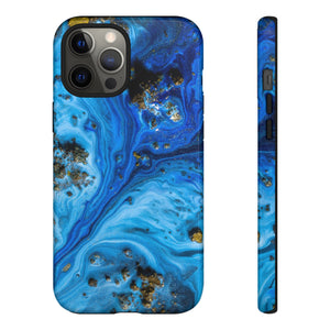 Blue Ice Melt Ink Art iPhone Case (Protective) iPhone 12 Pro Max Glossy Phone Case