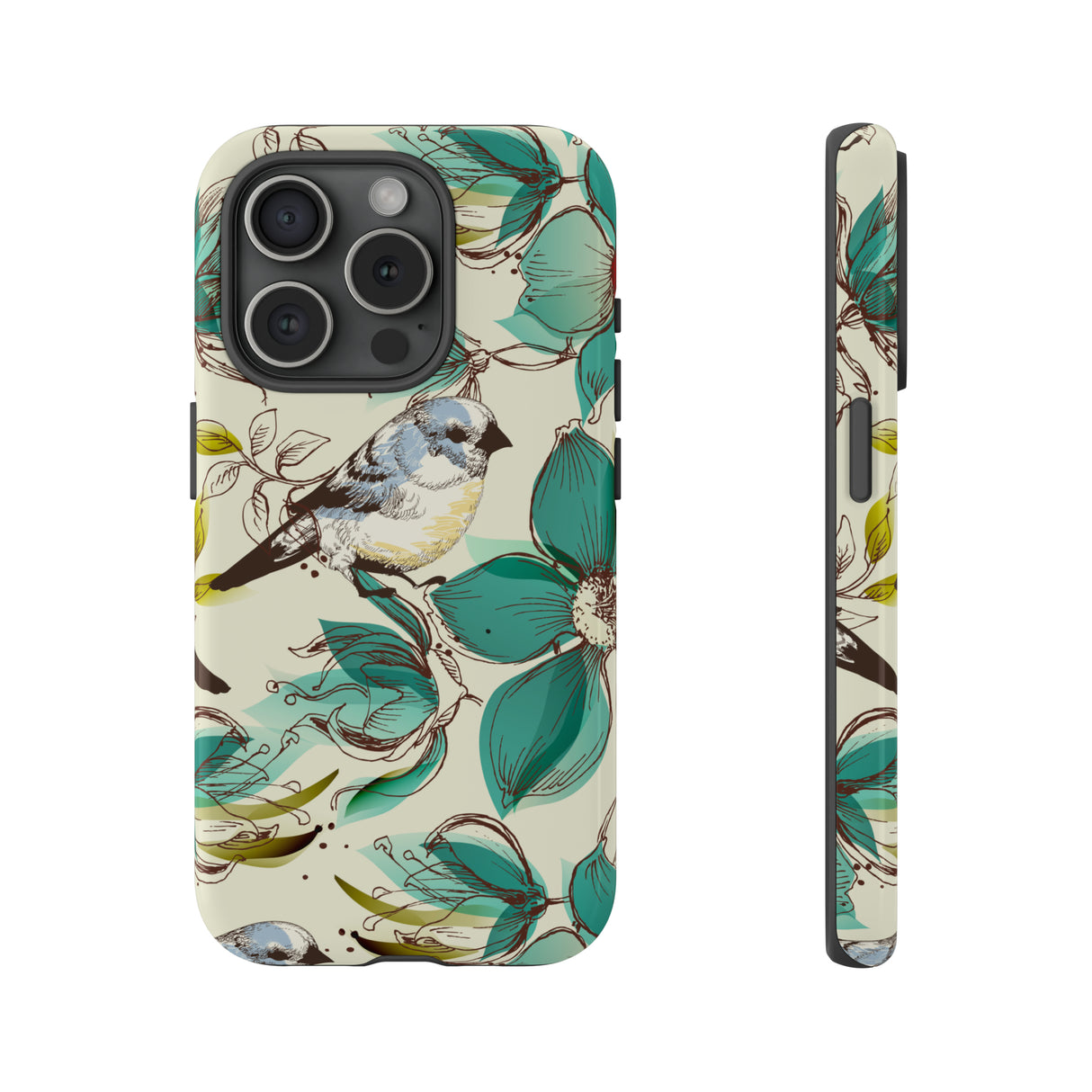 Cute Flowers and Birds iPhone case (Protective) - Protective Phone Case