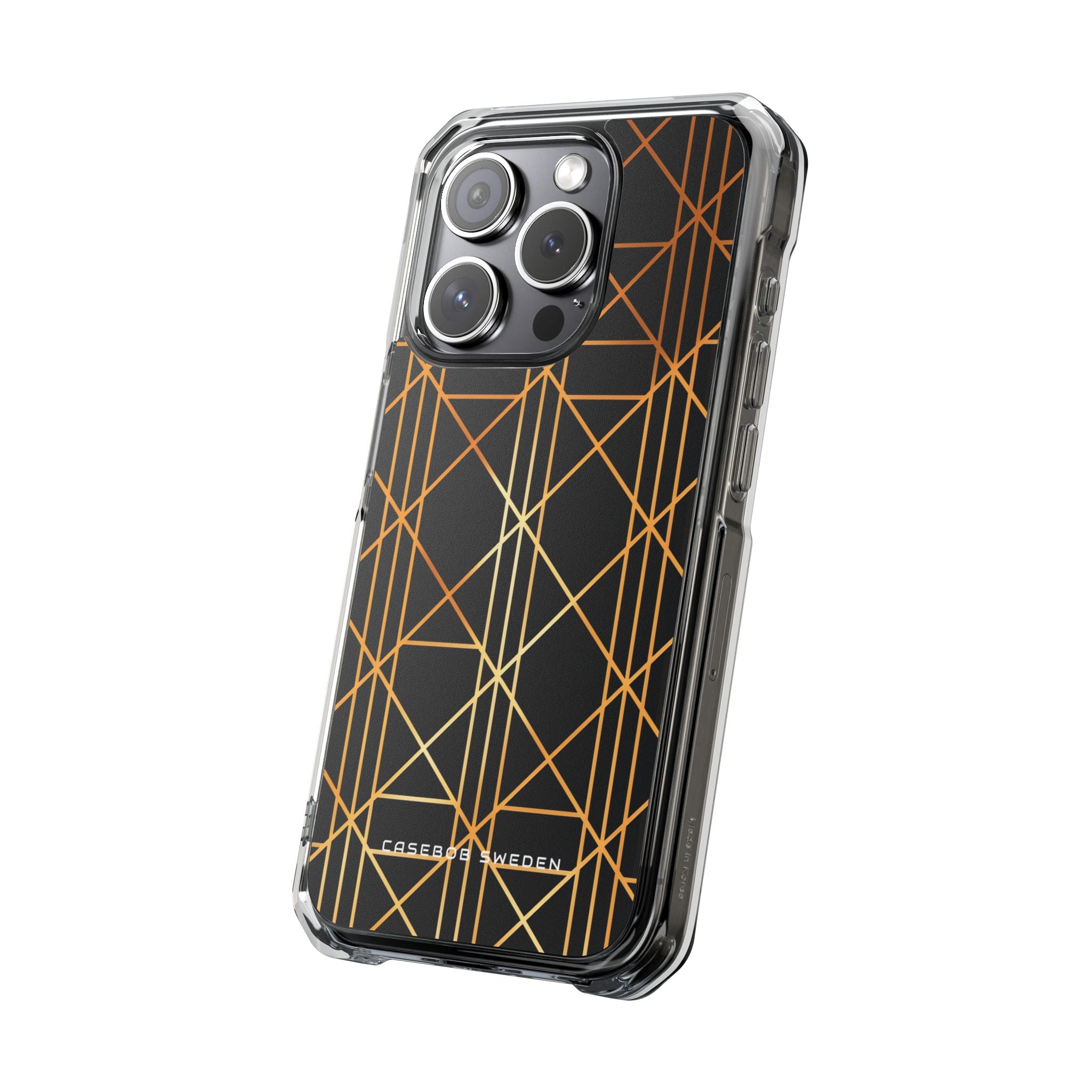 Golden Geometric Elegance iPhone 15 - Clear Impact Phone Case