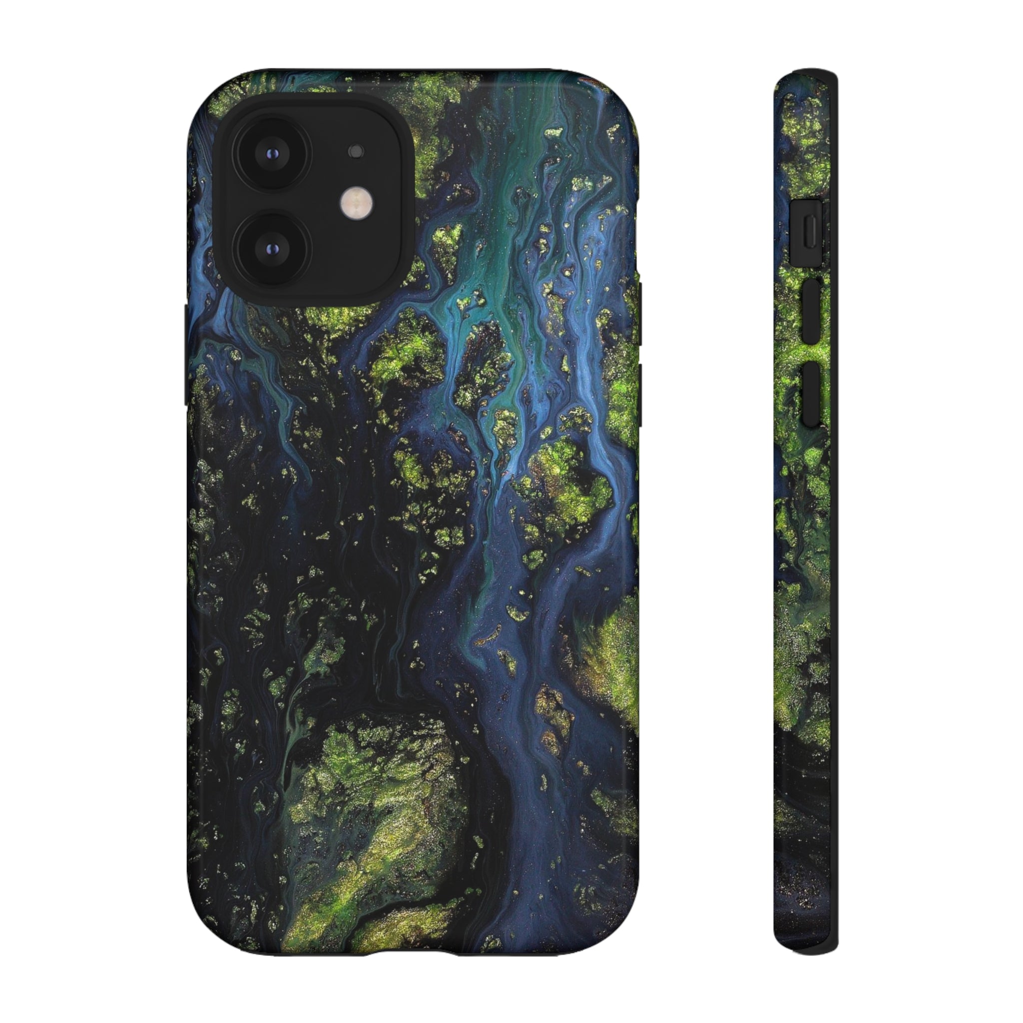 Blue Cosmos Ink Art iPhone Case (Protective) iPhone 12 Glossy Phone Case