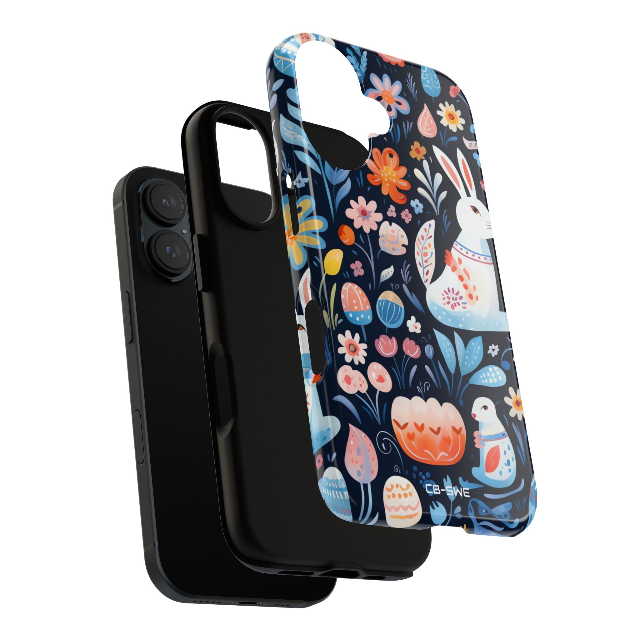 Bunnies Play Among Flowers - iPhone Case