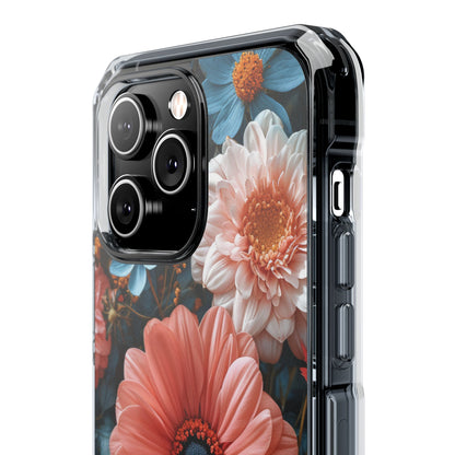 Coral Teal Blooms - Clear Impact iPhone 14 Phone Case