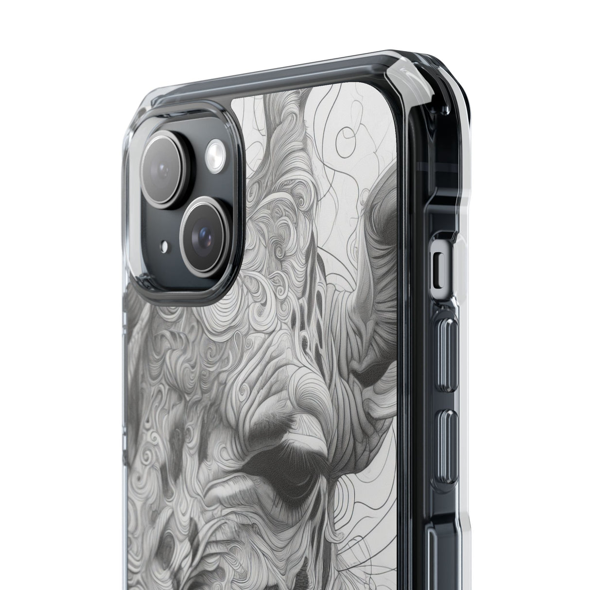 Monochrome Giraffe - Phone Case for iPhone (Clear Impact - Magnetic)