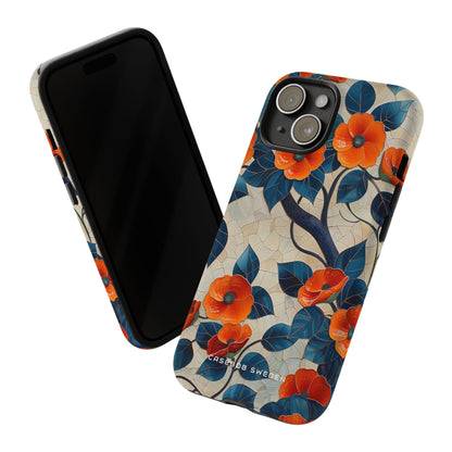 Orange Blossoms Mosaic Harmony iPhone 15 - Tough Phone Case