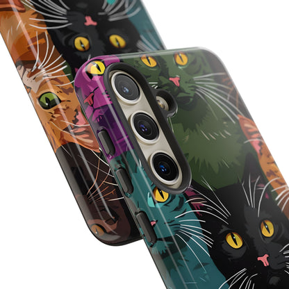 Teal Cat Grid Samsung S24 Case - Tough