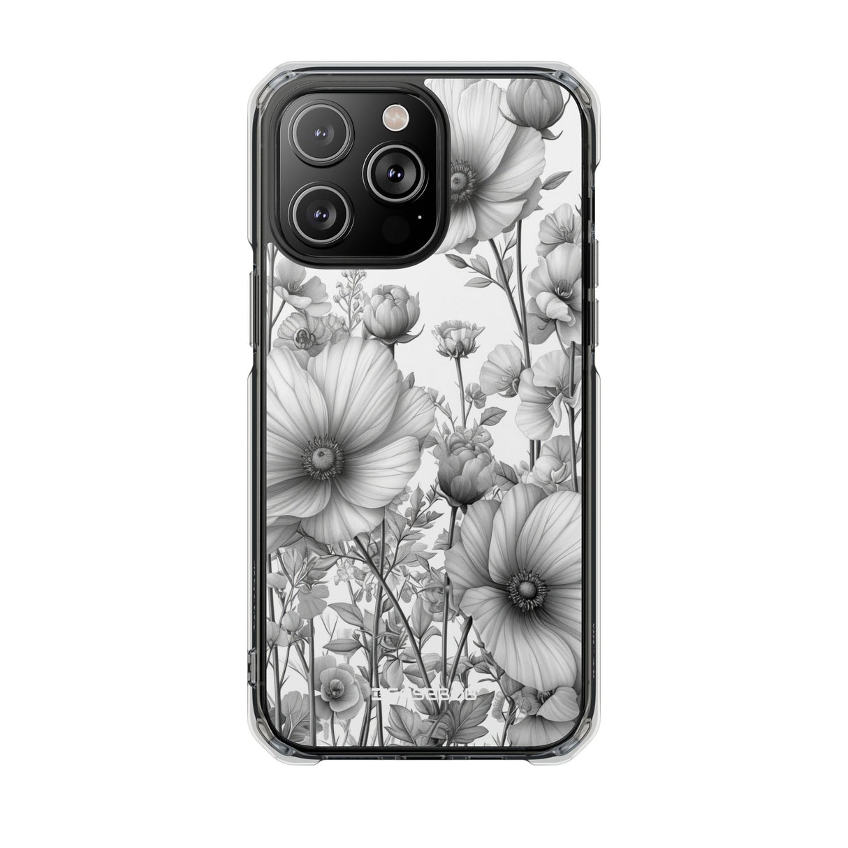 Monochrome Flora - Phone Case for iPhone (Clear Impact - Magnetic)