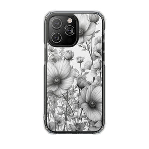 Monochrome Flora – Handyhülle für iPhone (Clear Impact – Magnetisch)