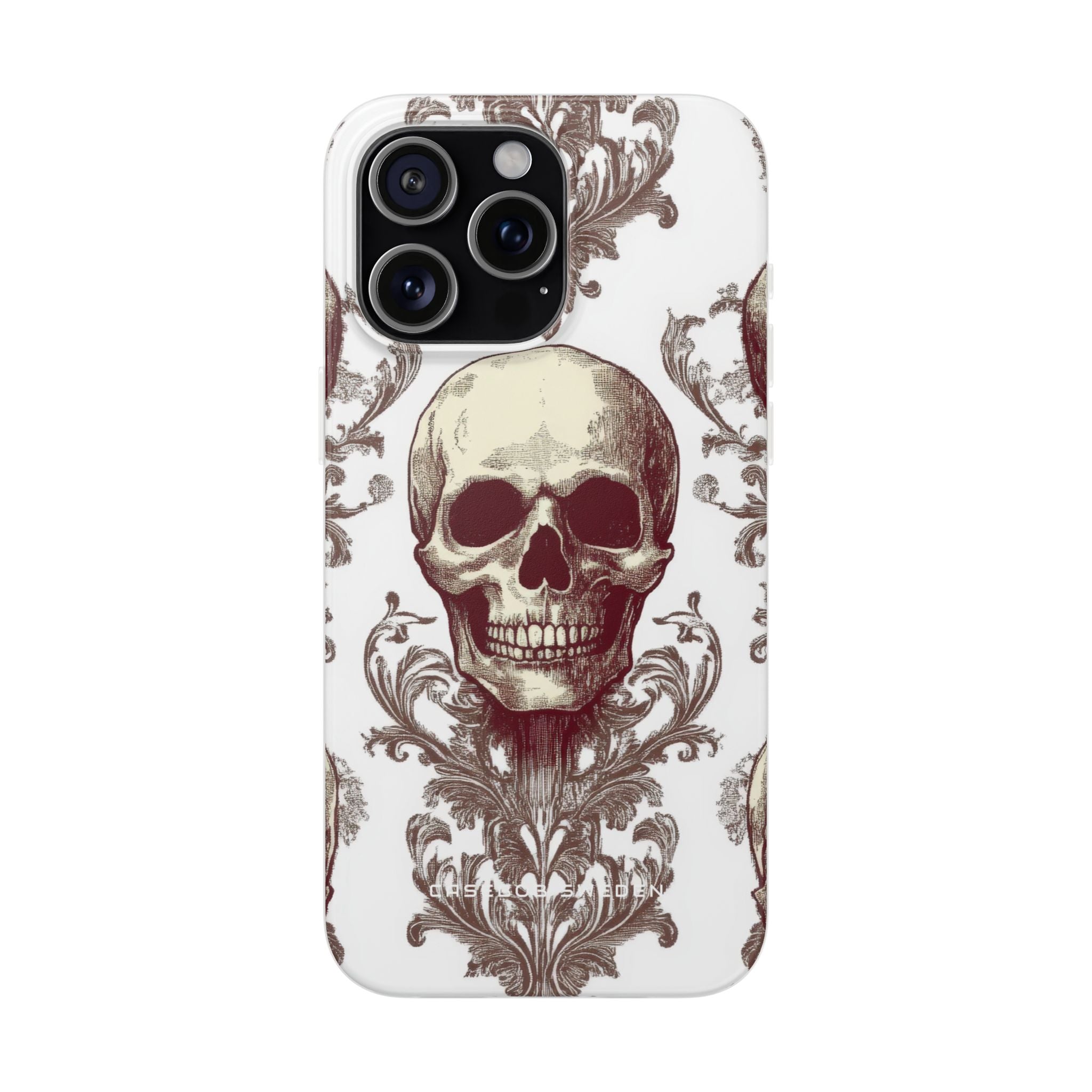 Gothic Skulls and Ornate Foliage iPhone 15 - Flexi Phone Case