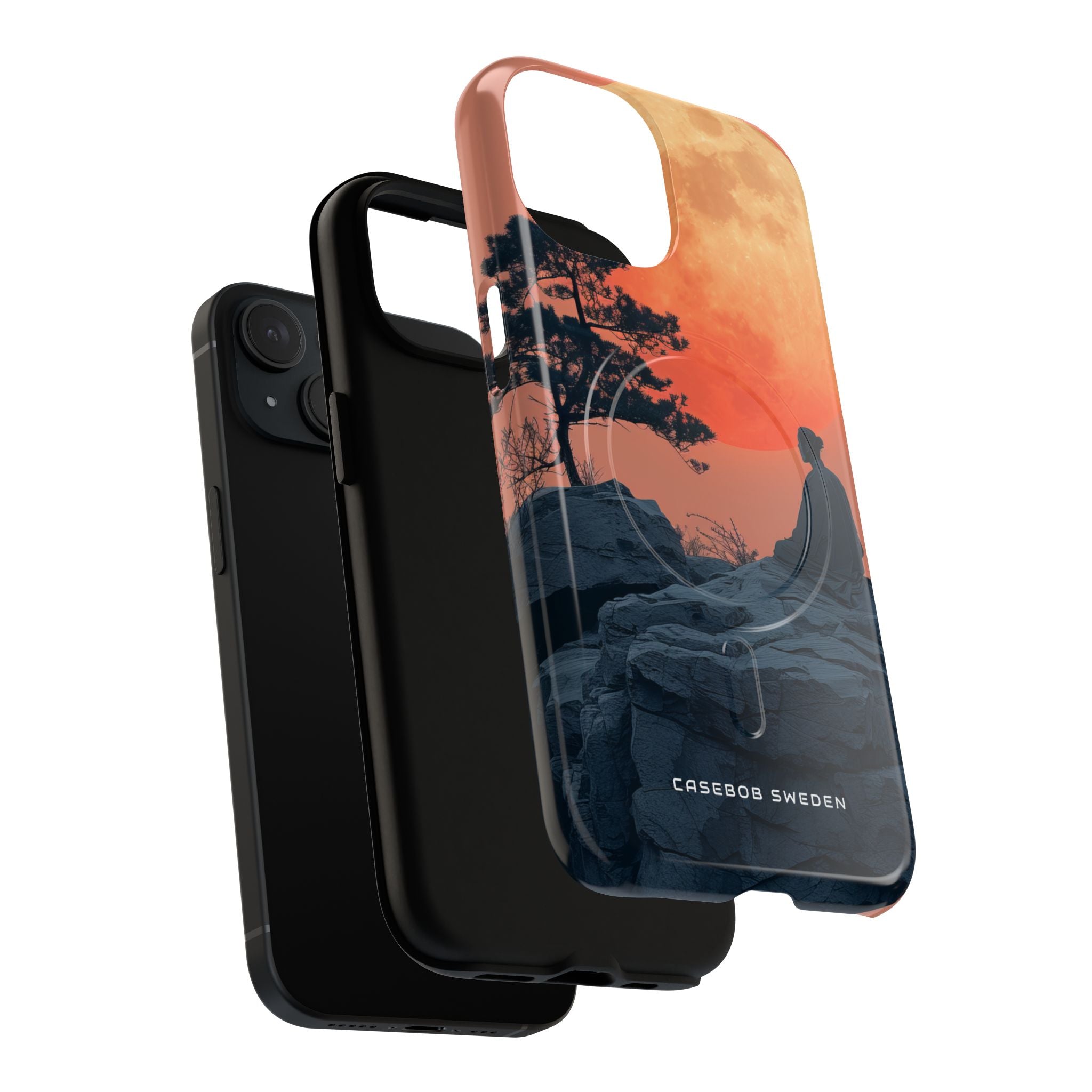 Zen Tranquility Under a Red Moon iPhone 15 | Tough+ Phone Case