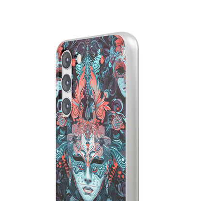 Mystic Teal Coral Mask - Flexi Samsung S23 Phone Case