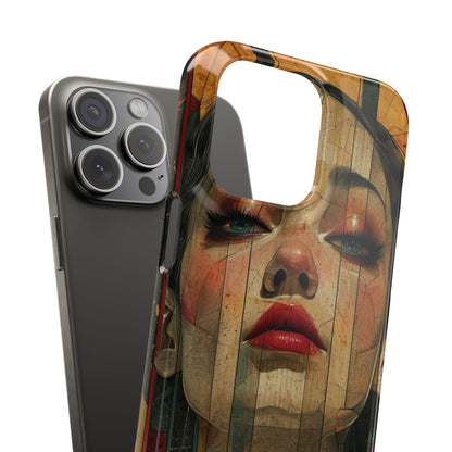 Bold Art Deco Portrait - Slim iPhone 15 Phone Case