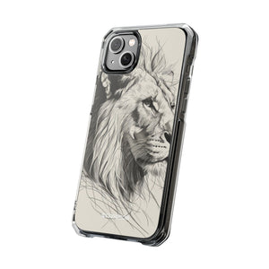 Majestic Linework Lion - Phone Case for iPhone (Clear Impact - Magnetic)