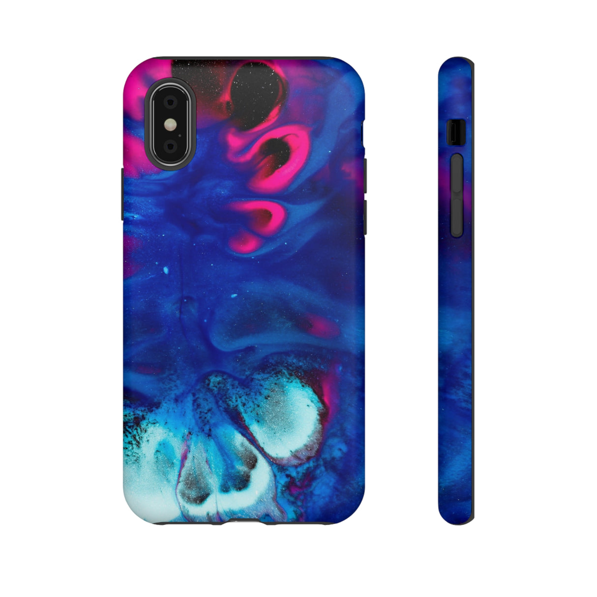 Bright Dark Blue Ink Art iPhone Case (Protective) iPhone X Matte Phone Case