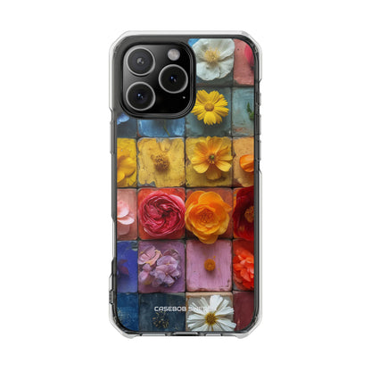 Vibrant Floral Tiles - Clear Impact iPhone 16 Phone Case