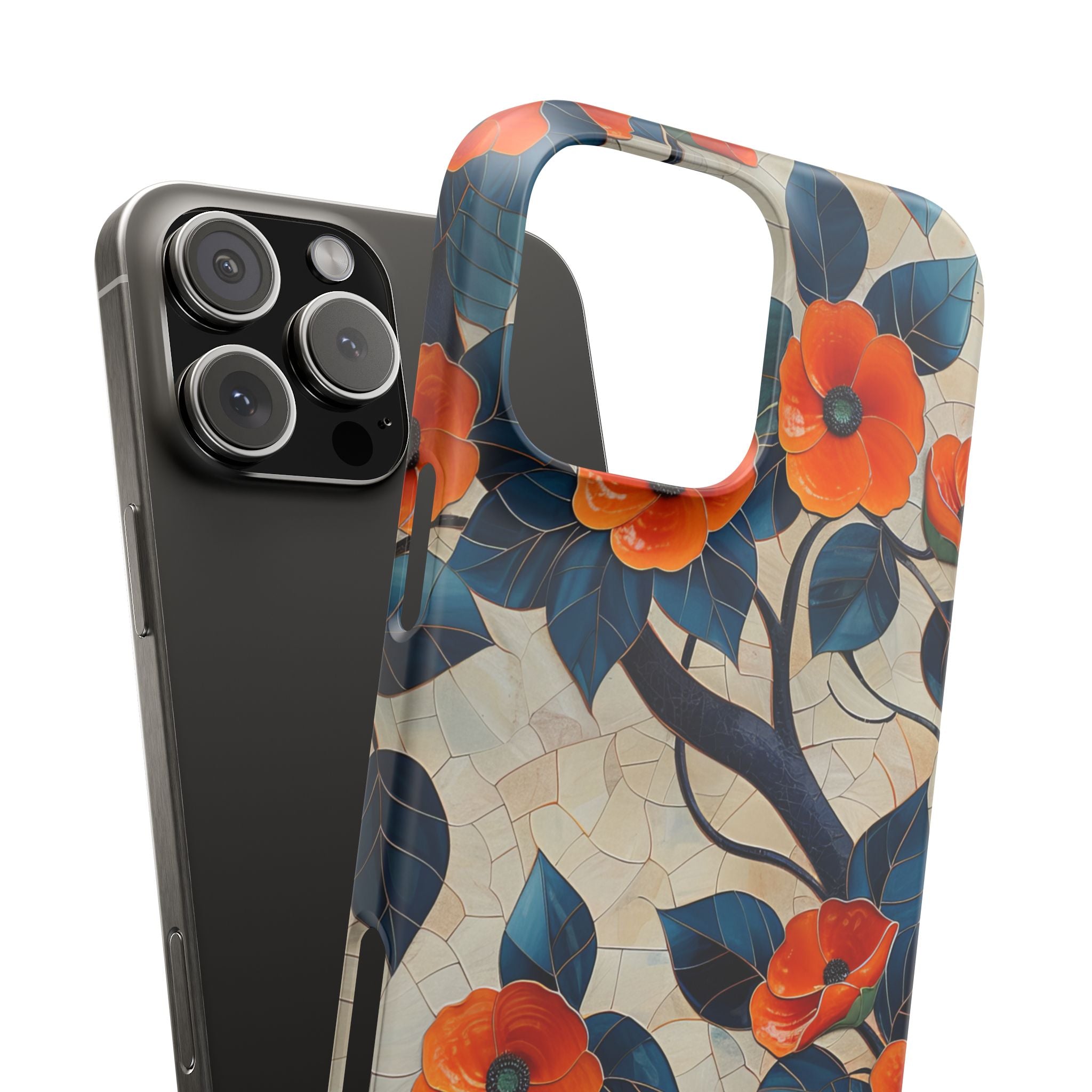 Orange Blossoms Mosaic Harmony iPhone 16 - Slim Phone Case