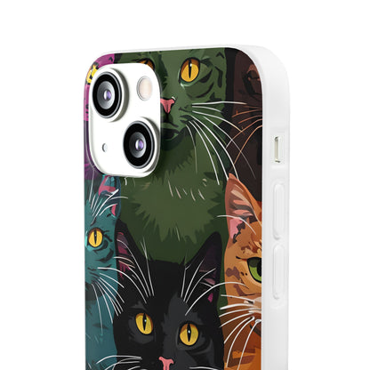 Teal Cat Grid iPhone 13 mini Case - Soft