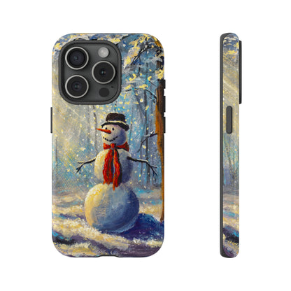 Oil painting - Happy Snowman - Protective Phone Case