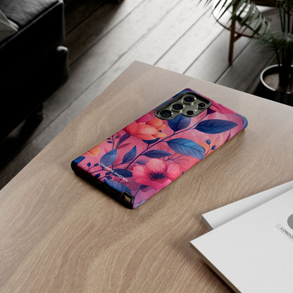 Pink Blue Floral - Tough Samsung S23 Phone Case