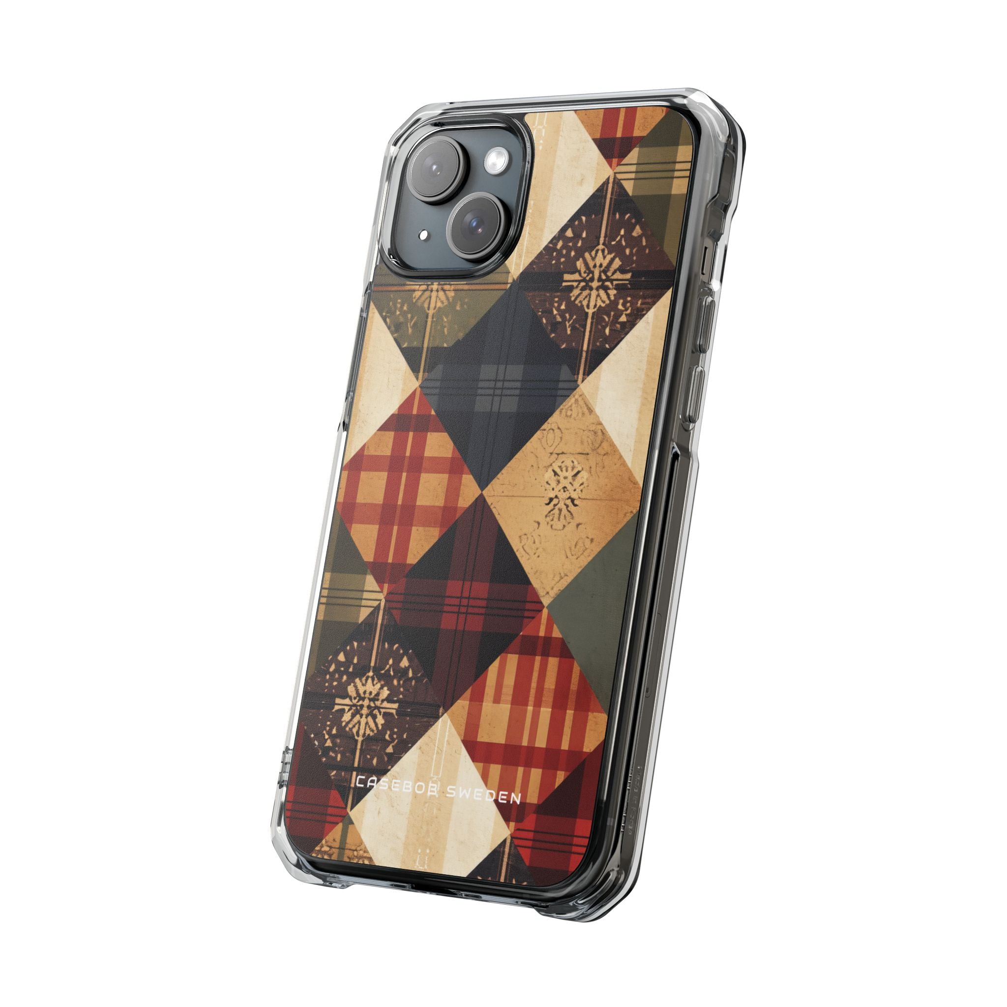 Rustic Geometric Patchwork Harmony iPhone 15 - Clear Impact Phone Case