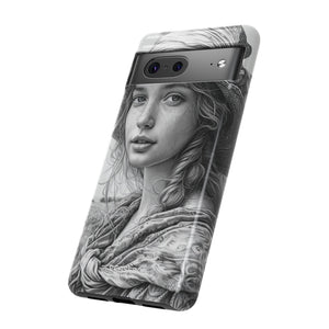 Serene Sketch Portrait | Protective Phone Case for Google Pixel