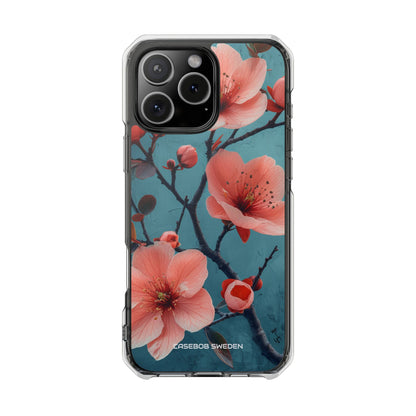 Teal Coral Blossom - Clear Impact iPhone 16 Phone Case