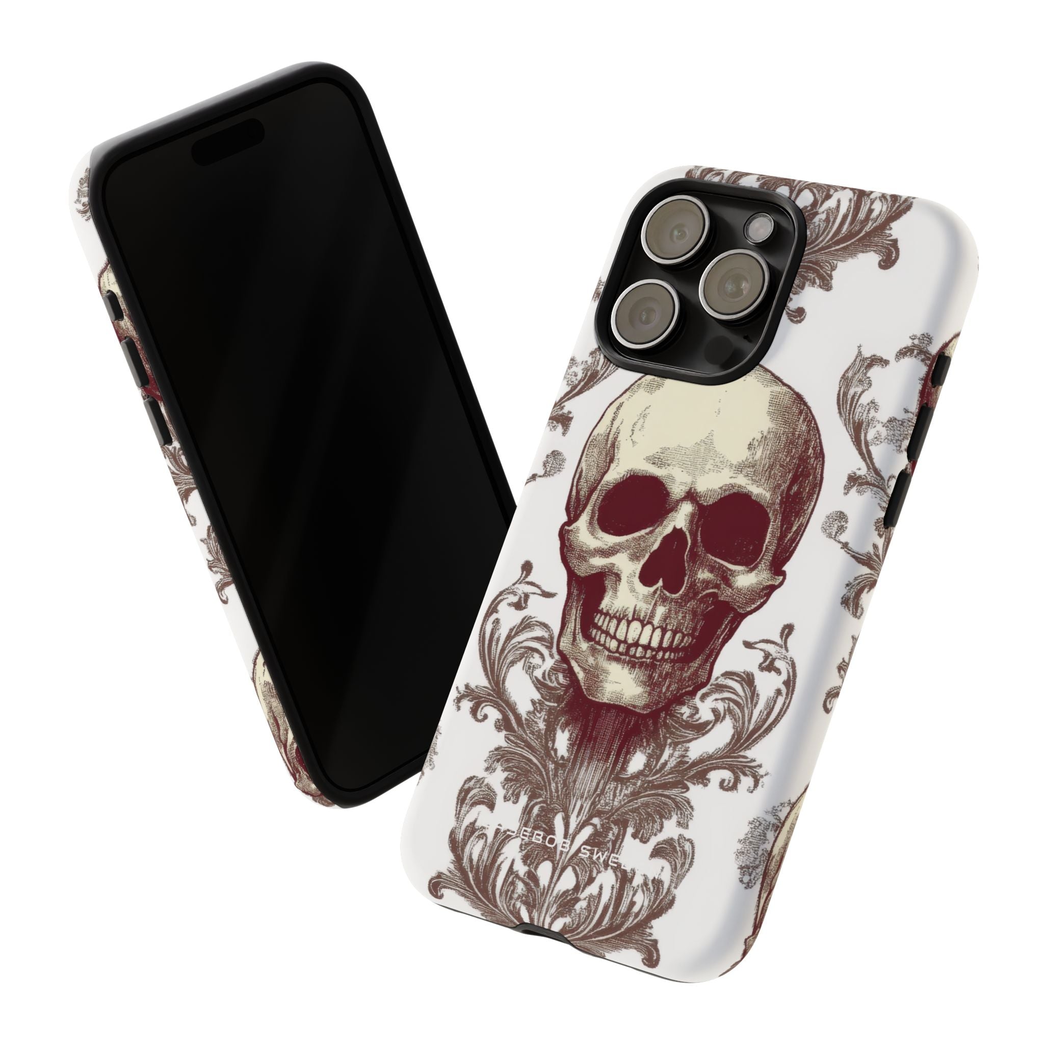 Gothic Skulls and Ornate Foliage iPhone 15 - Tough Phone Case